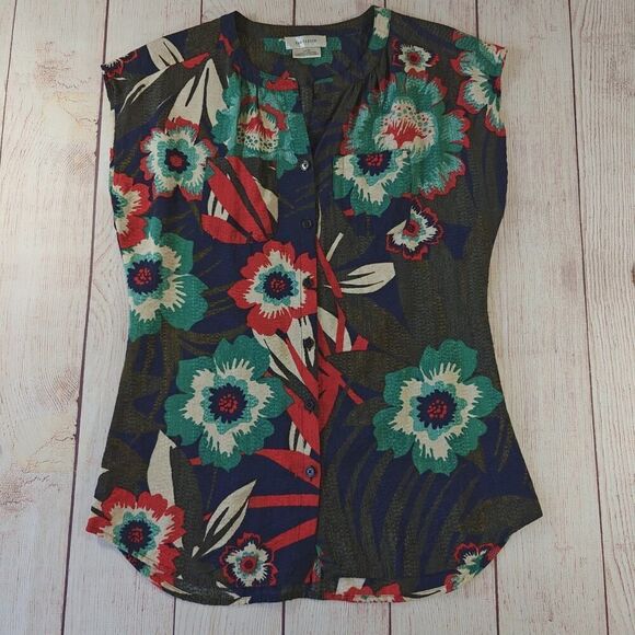 Van Heusen floral sleeveless button front top sz XS - Picture 4 of 7